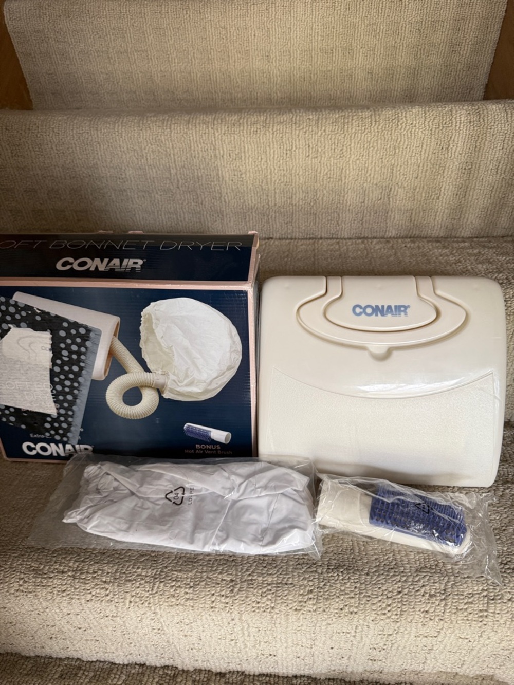 Conair White Soft Bonnet Hair Dryer with Accessories